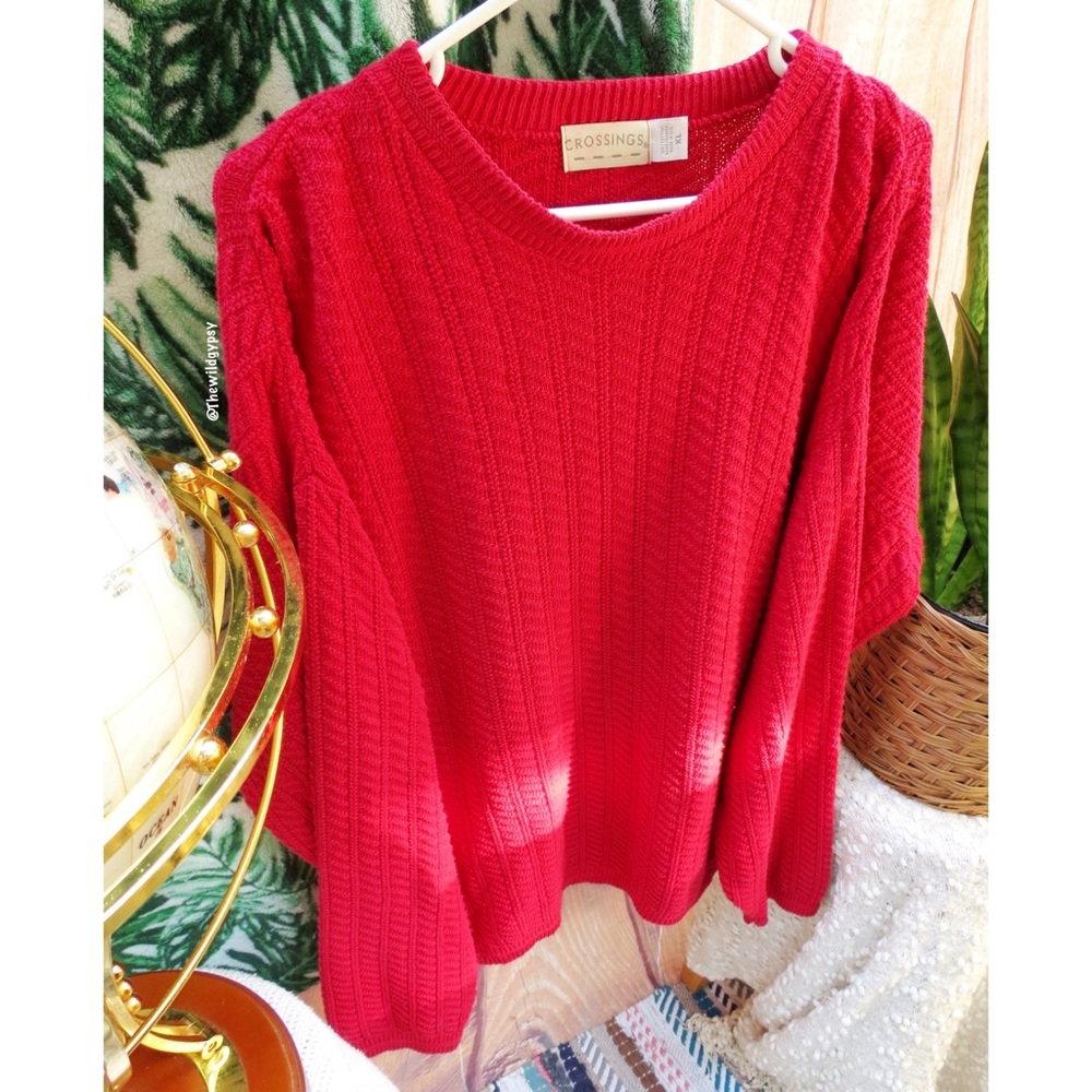 Vintage electric red oversized cable knit sweater 🍄 - Picture 4 of 9